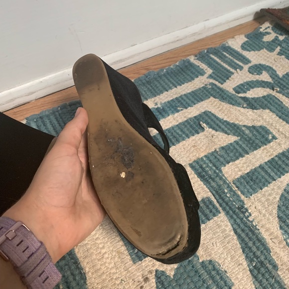 Steve Madden Black Velvet Platform Sandals - Picture 4 of 6